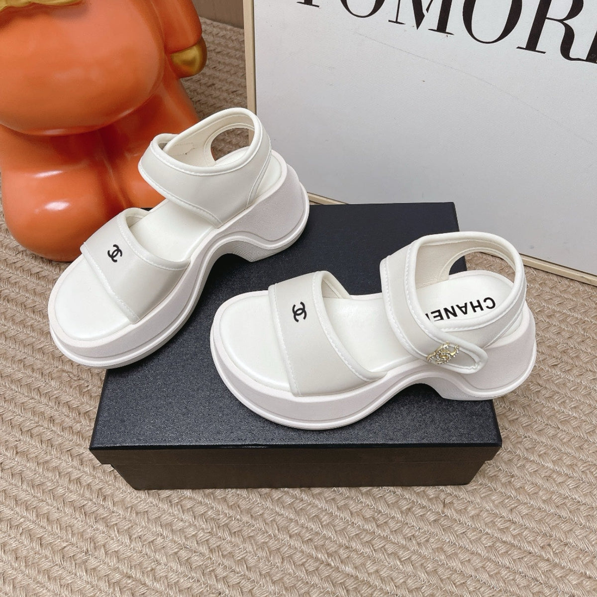 CC 26s Platform Sandals White Satin Rubber 901298