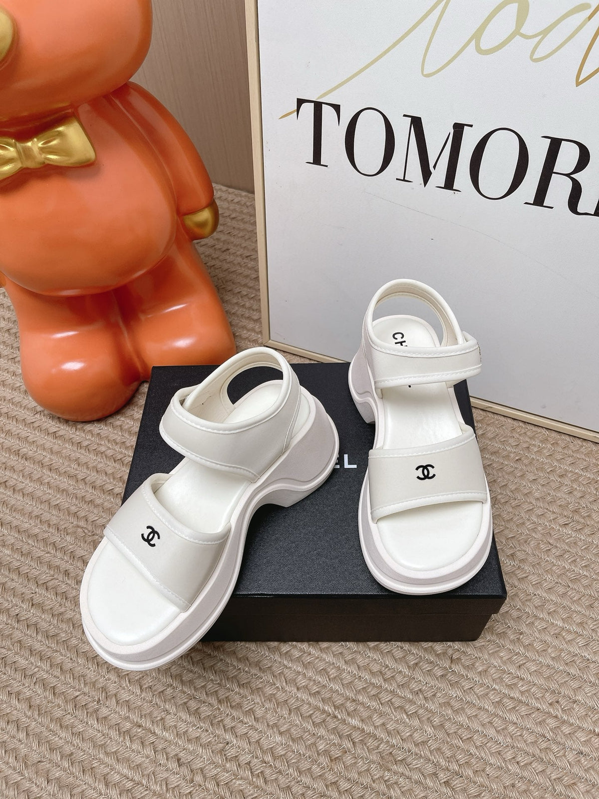 CC 26s Platform Sandals White Satin Rubber 901298