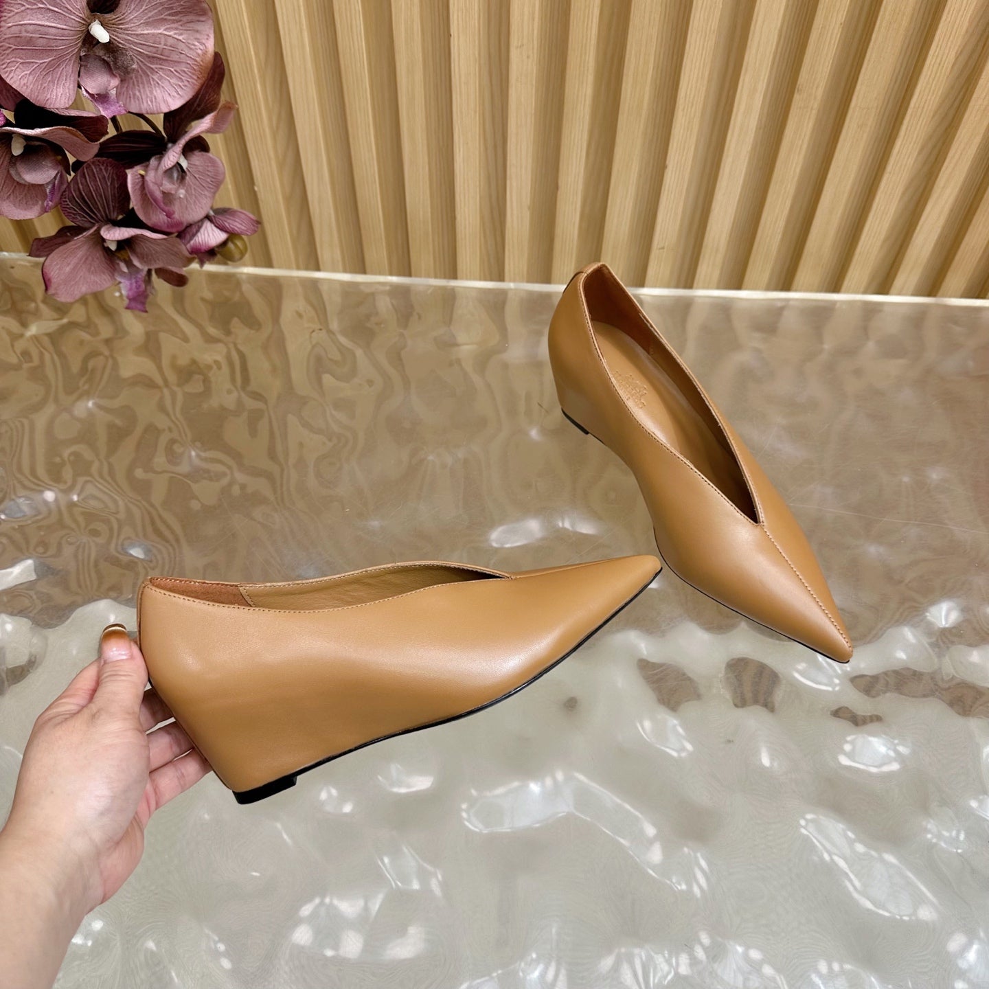 HM Louna 55 Pump 50mm Burnt caramel Sheepskin  498199