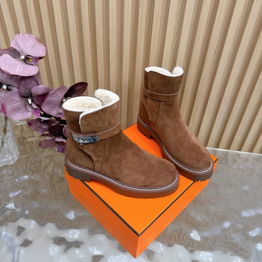 HM Jeff Ankle Boots Brown Suede Shearling 537935