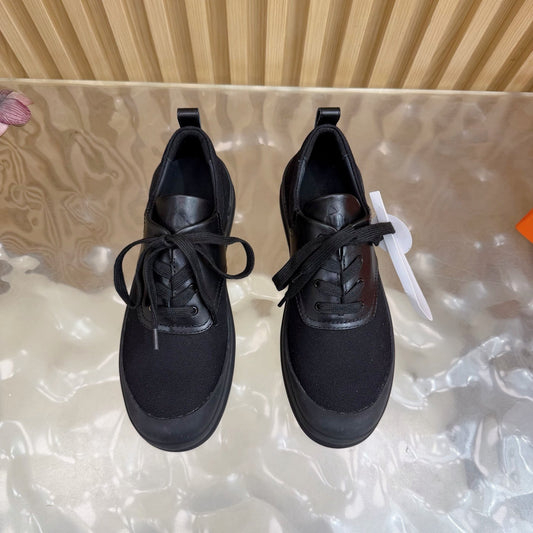 HM Kool Oxford Shoes Black Sheepskin Canvas 589182