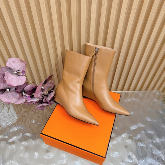 HM Leonie Ankle Boots 7cm Camel Sheepskin 589200