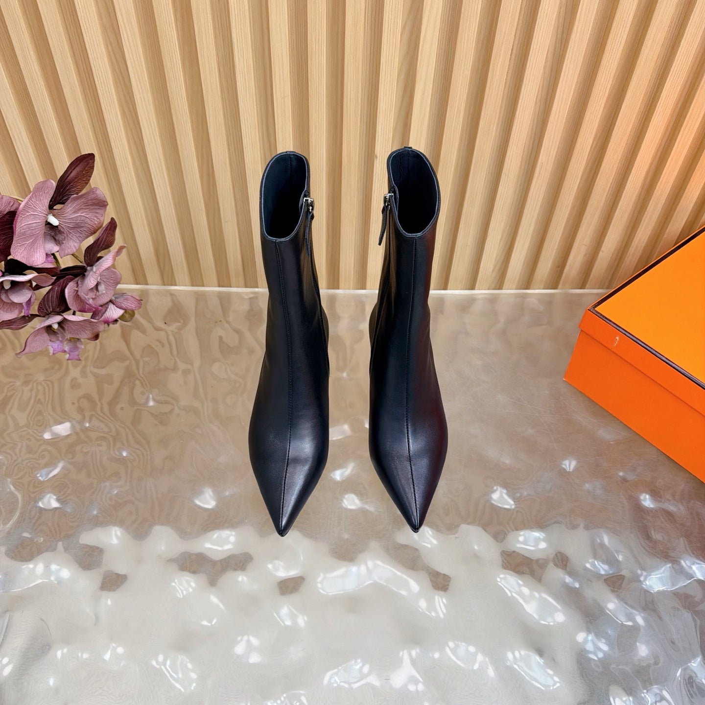 HM Leonie Ankle Boots 7cm Black Sheepskin 589201
