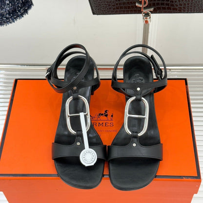 HM 26ss Pig Nose Sandals 60 Black Sheepskin 642852