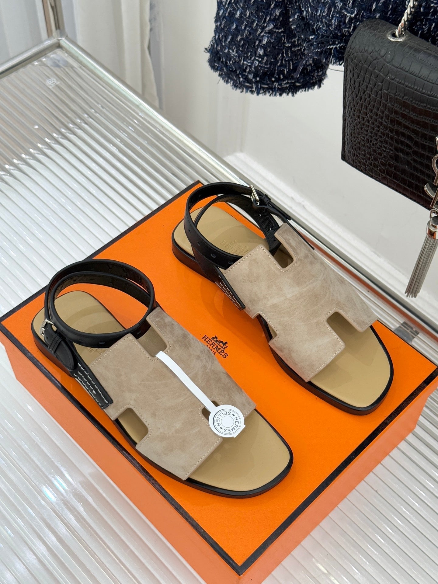 HM Maya Sandal  Dark Khahi Suede Leather 642794