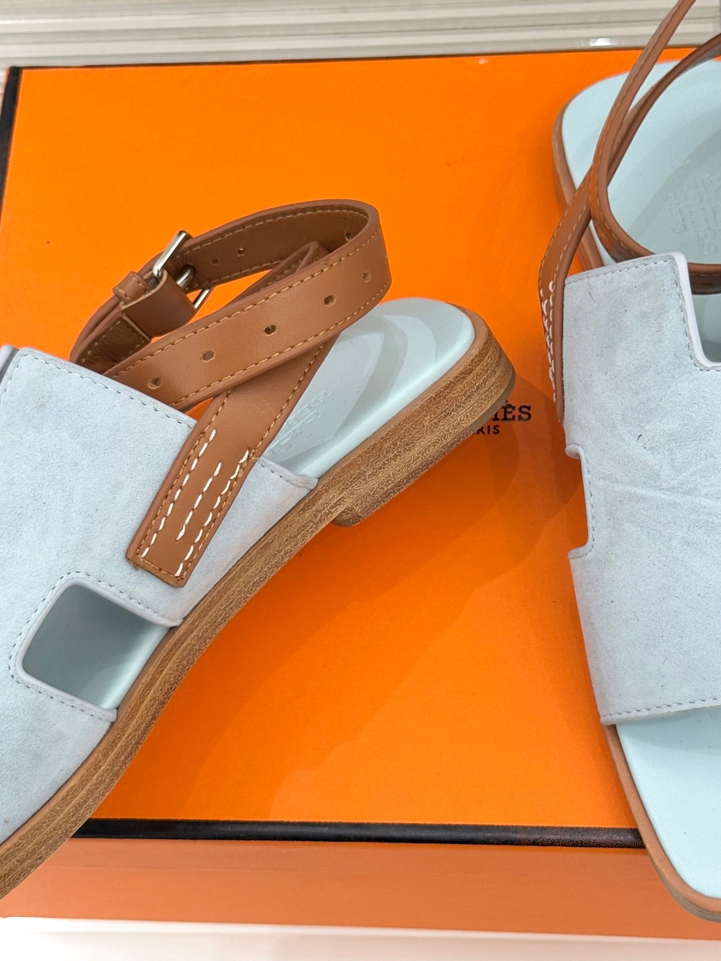 HM Maya Sandal Grey-Blue Suede Leather 642796