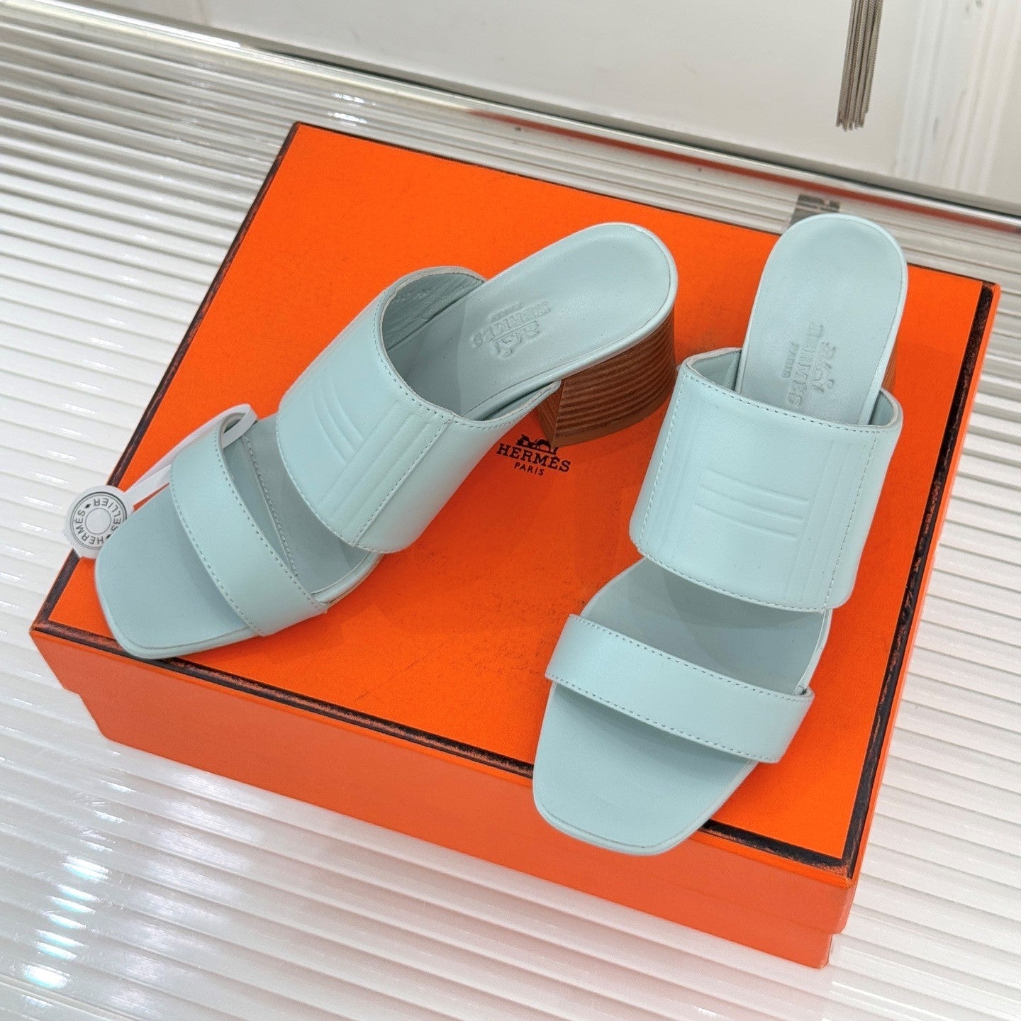 HM 26WF Monica 60 Sandal Stale Blue Sheepskin 642858