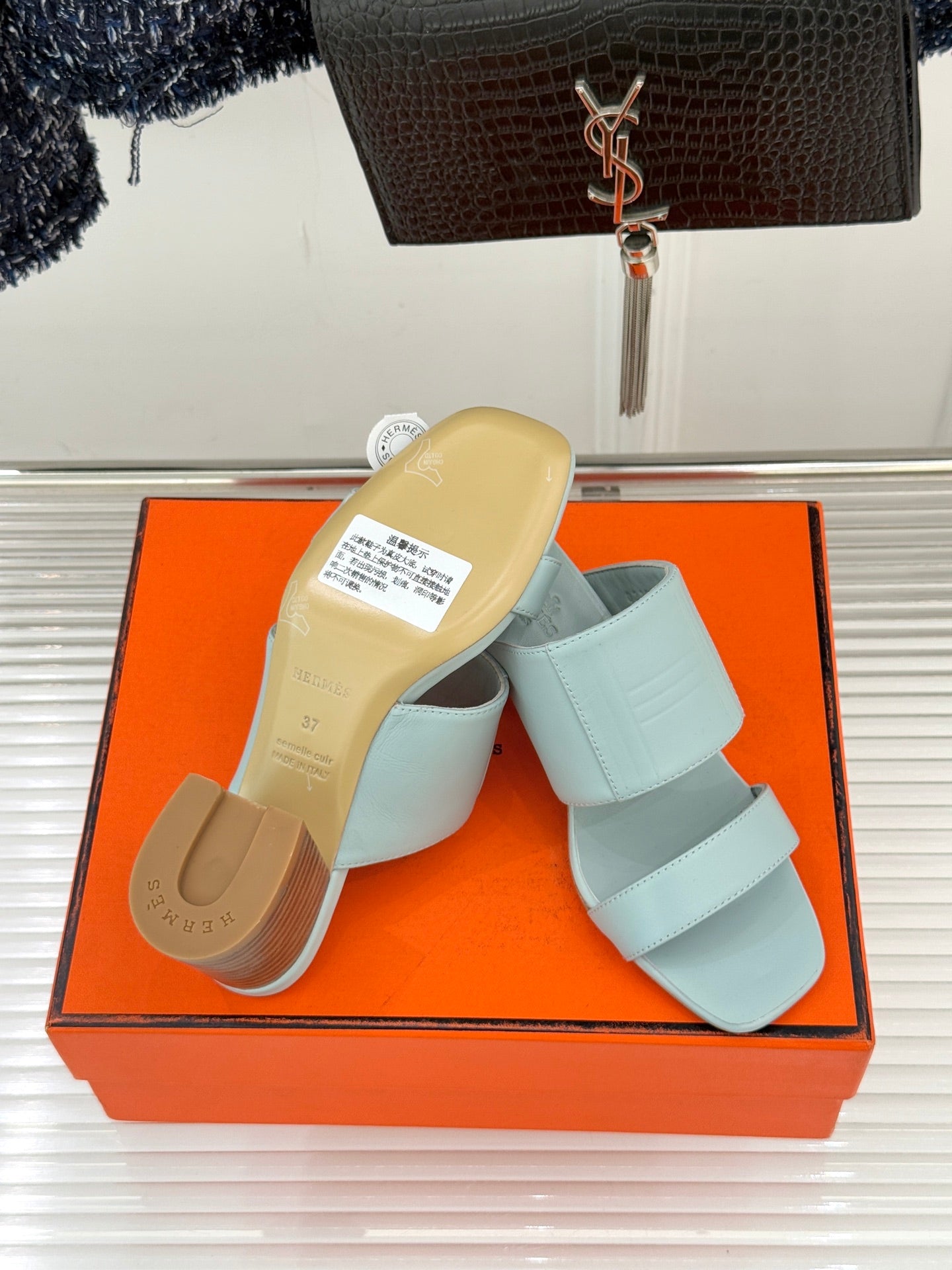 HM 26WF Monica 60 Sandal Stale Blue Sheepskin 642858