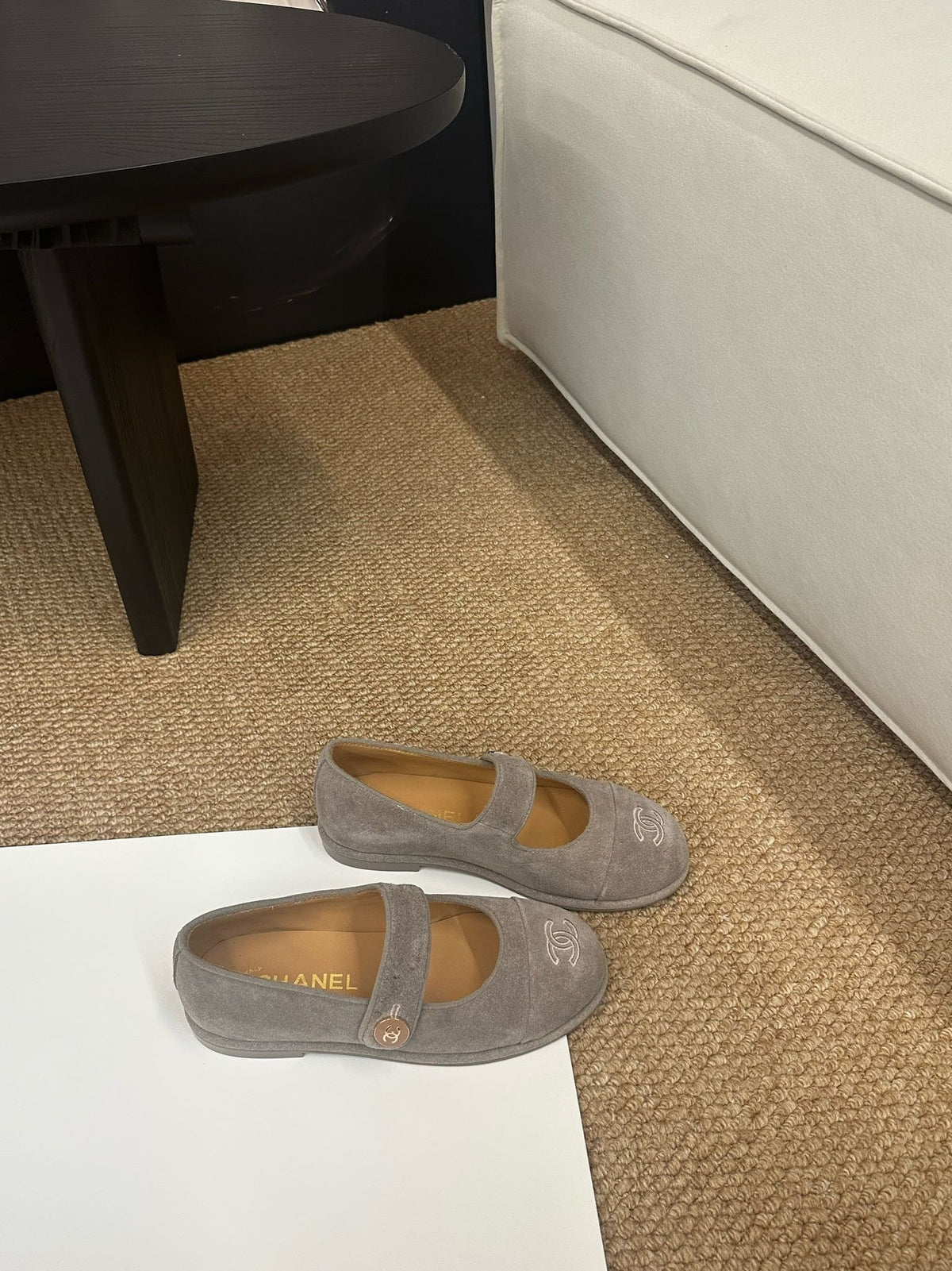 CC 26s Mary Jane Flats Taupe Brown Suede