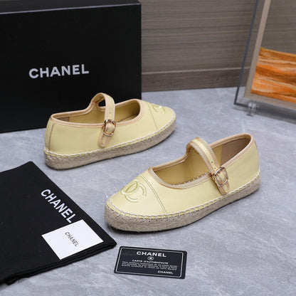 Chanel 2026 Mary Jane Shoes Yellow Sheepskin 758384