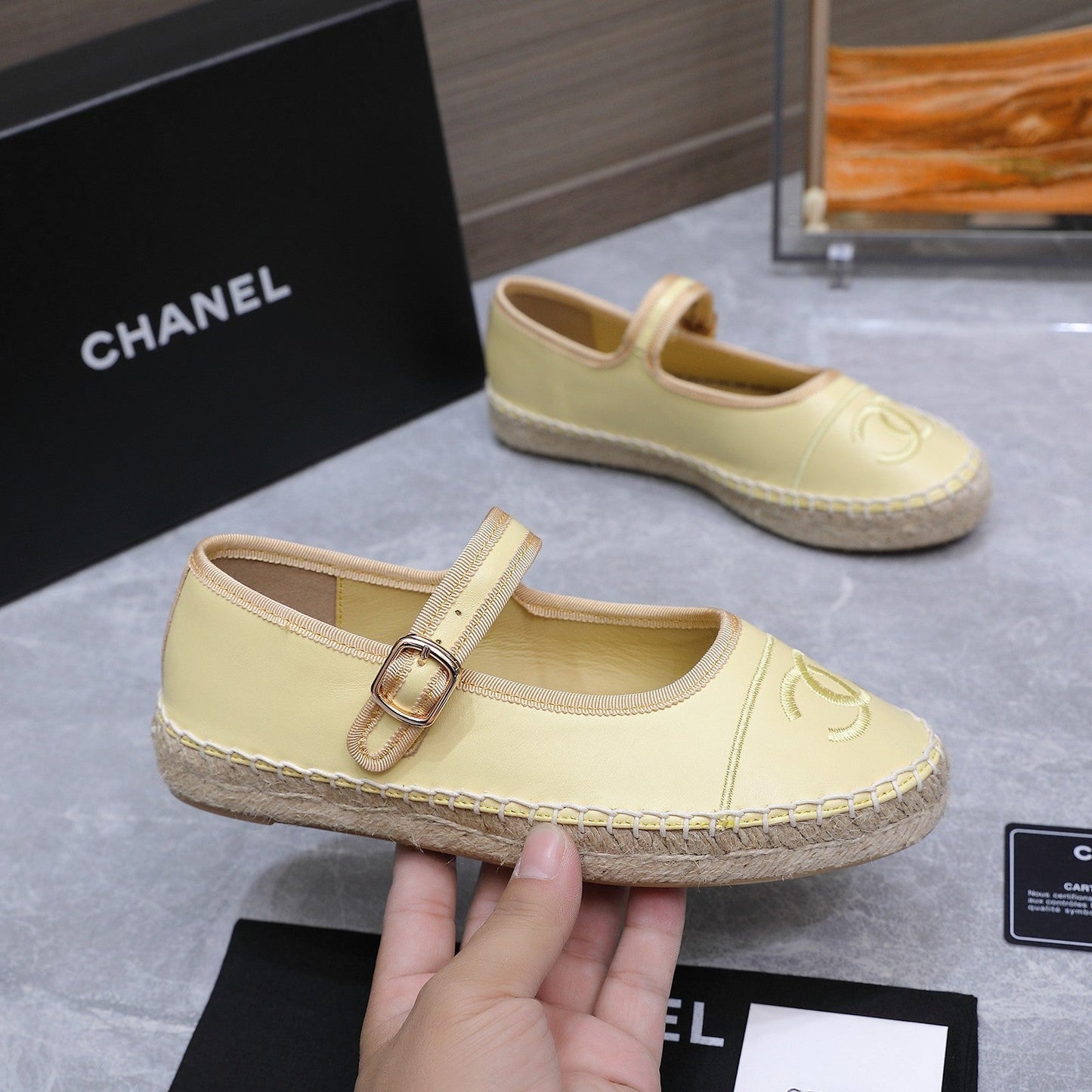Chanel 2026 Mary Jane Shoes Yellow Sheepskin 758384