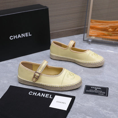 Chanel 2026 Mary Jane Shoes Yellow Sheepskin 758384