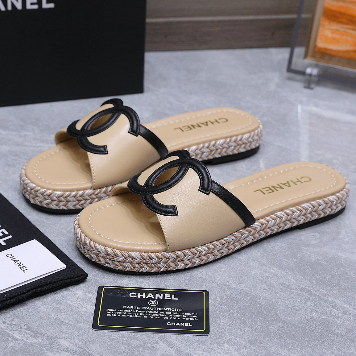 Chanel 2026 Slippers Beige Sheepskin 758401