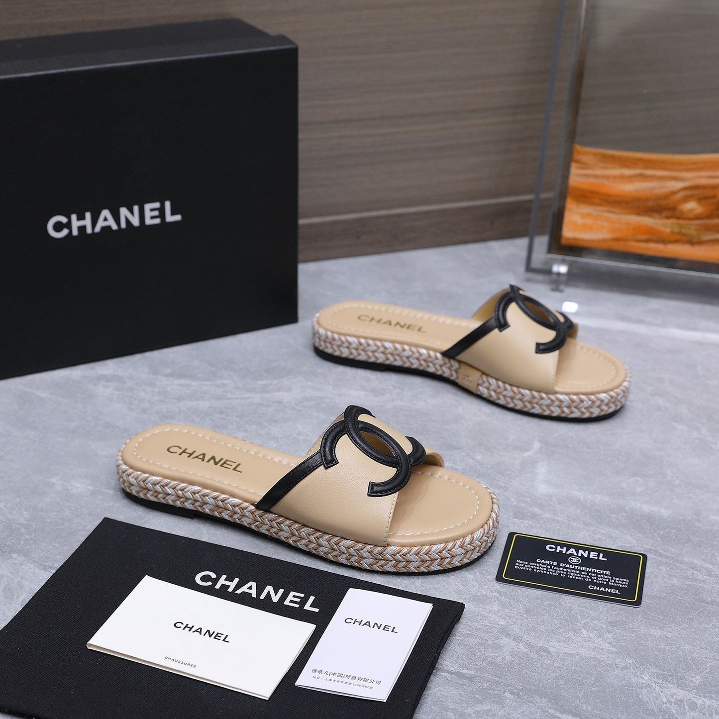 Chanel 2026 Slippers Beige Sheepskin 758401