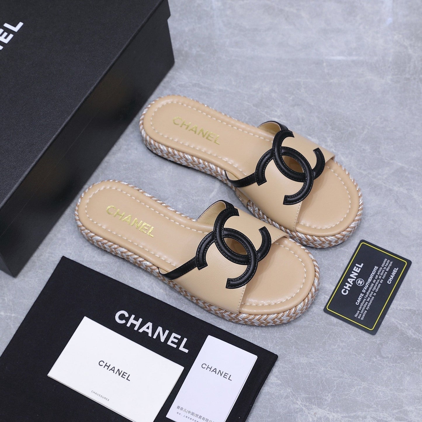 Chanel 2026 Slippers Beige Sheepskin 758401