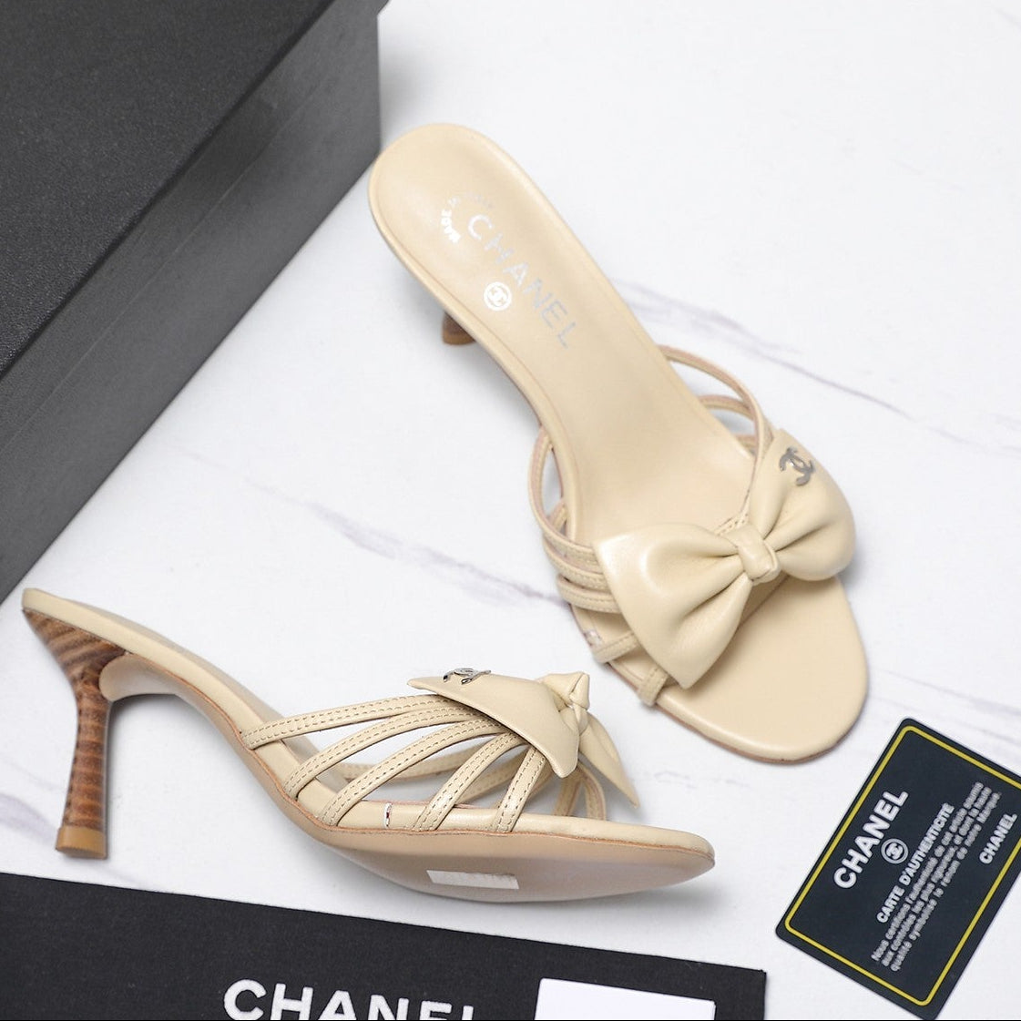 Chanel 2026 High-heeled Sandals With Delicate Bow 80mm Cowhide 758430