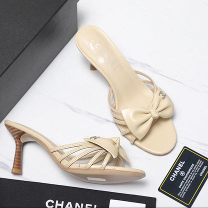 Chanel 2026 High-heeled Sandals With Delicate Bow 80mm Cowhide 758430