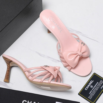 Chanel 2026 High-heeled Sandals With Delicate Bow 80mm Cowhide 758430