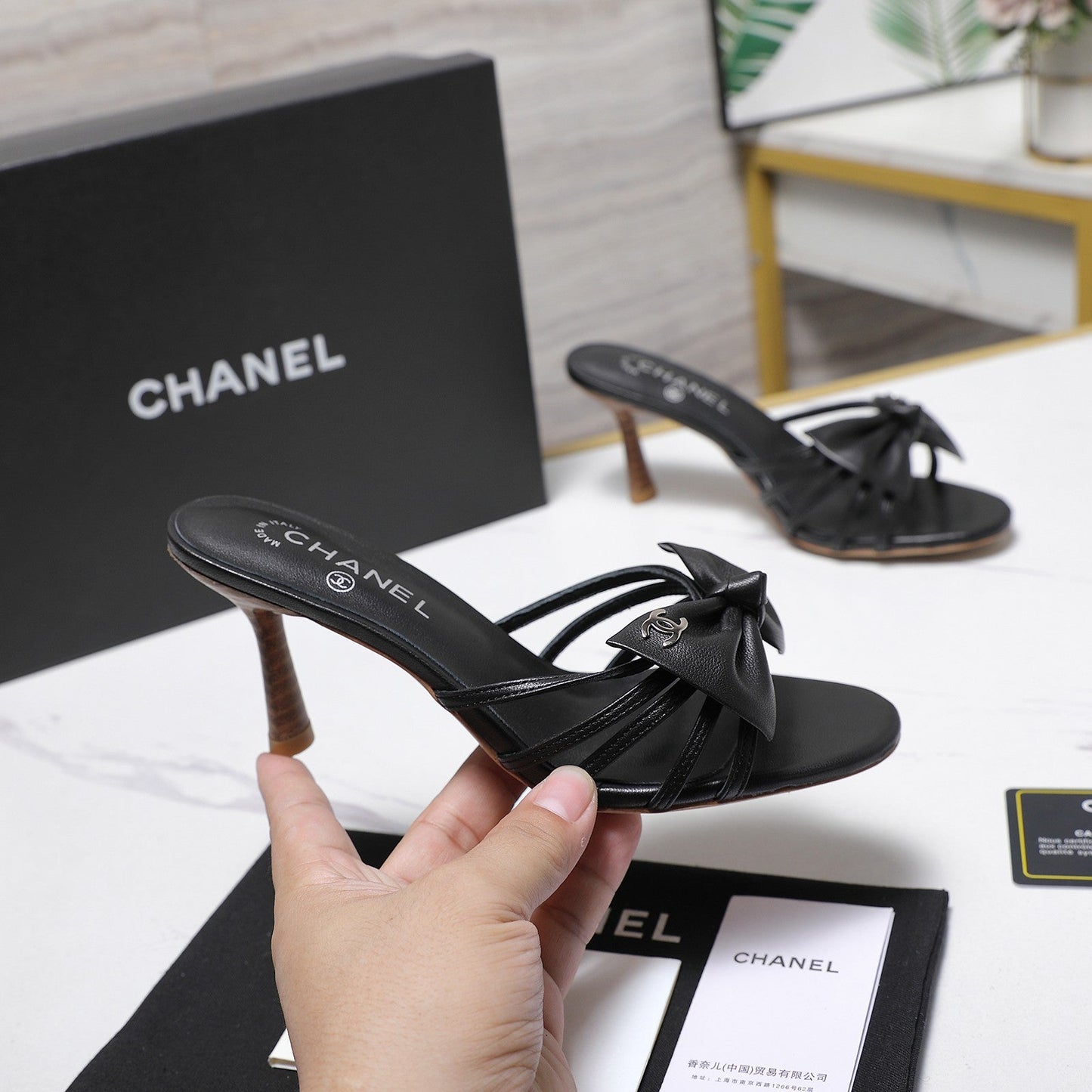 Chanel 2026 High-heeled Sandals With Delicate Bow 80mm Cowhide 758430
