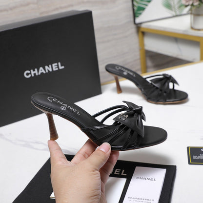 Chanel 2026 High-heeled Sandals With Delicate Bow 80mm Cowhide 758430