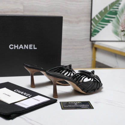 Chanel 2026 High-heeled Sandals With Delicate Bow 80mm Cowhide 758430