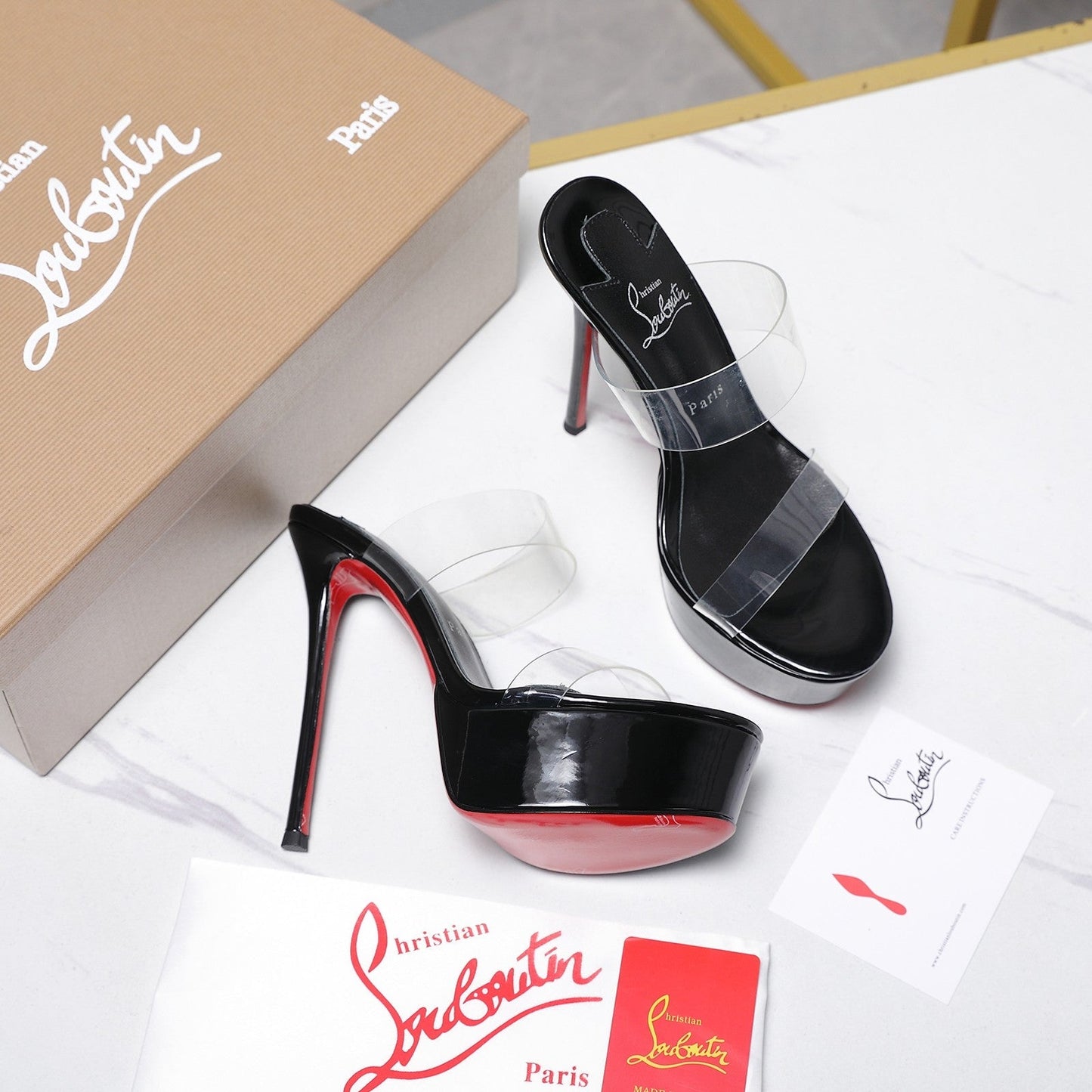 CL 2026 Platform Mule Patent PVC Film Leather 864009