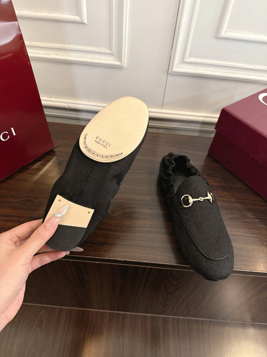 GG 26SS Loafers Black Monogram Canvas Leather 645953