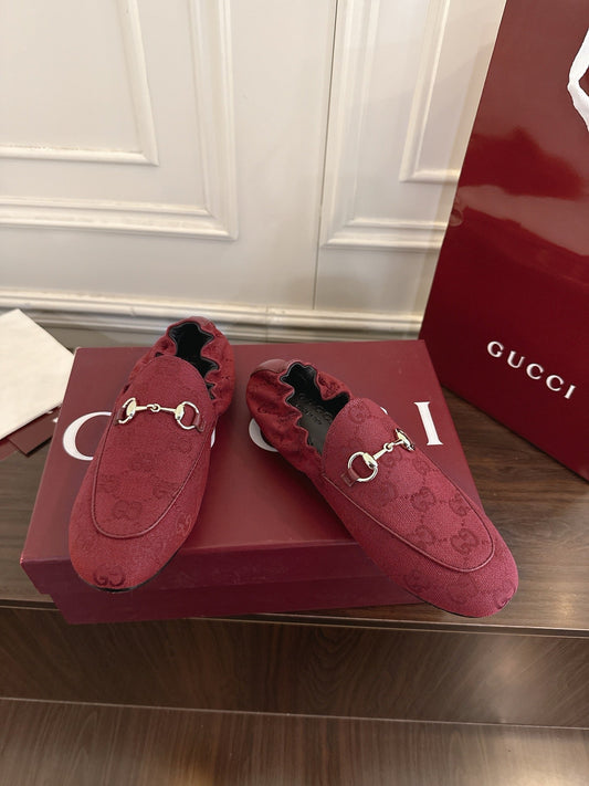 GG 26SS Loafers Burgundy Monogram Canvas Leather 645955