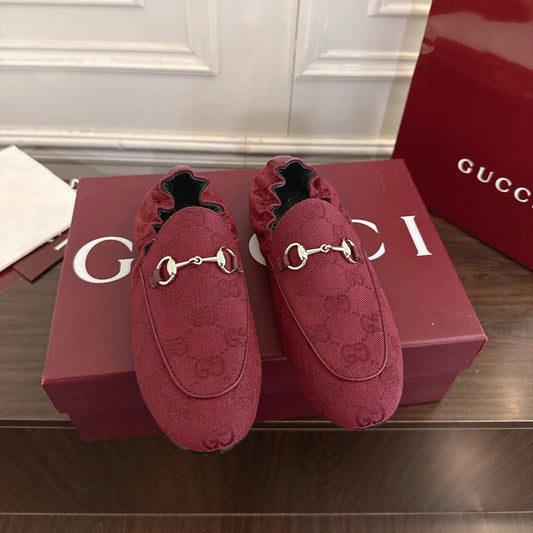 GG 26SS Loafers Burgundy Monogram Canvas Leather 645955