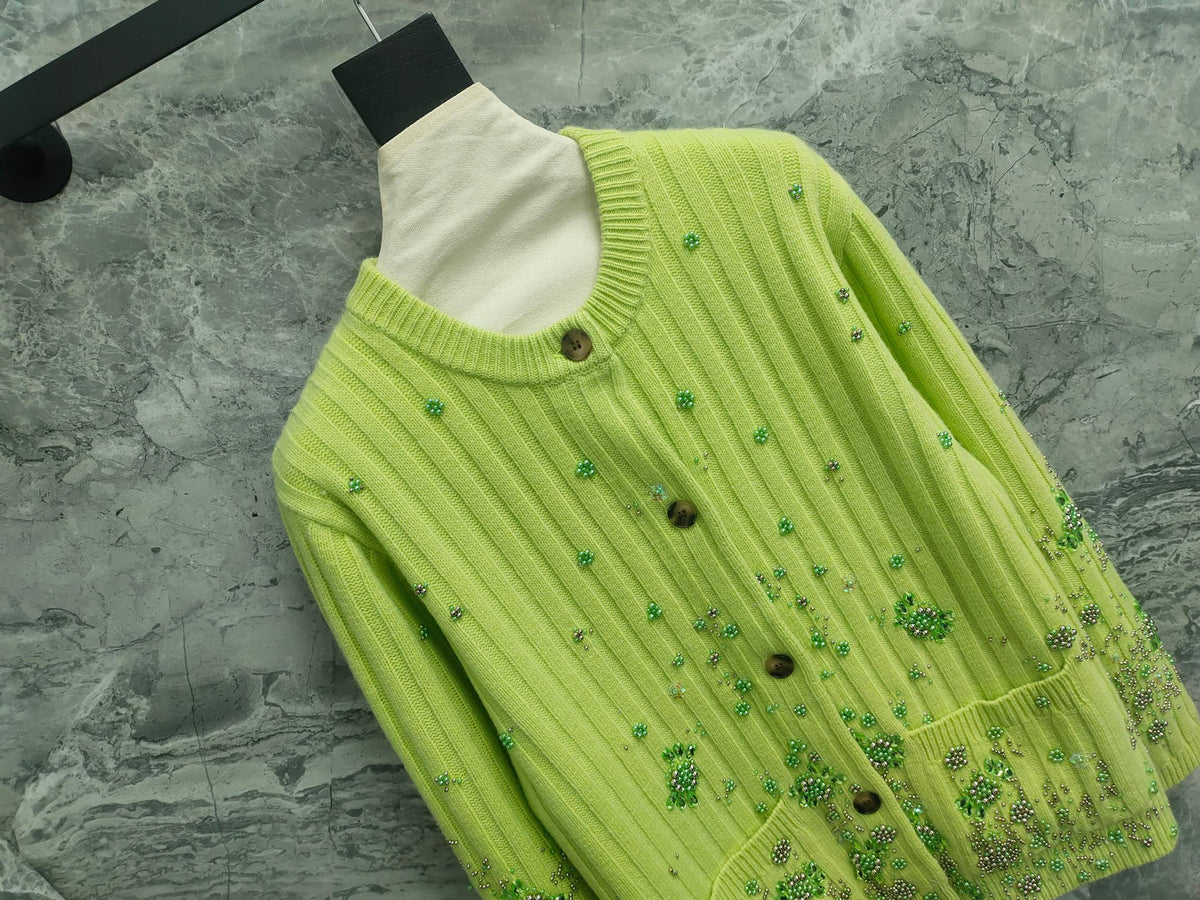 Gucci Cardigan Green Wool Cashmere 289093