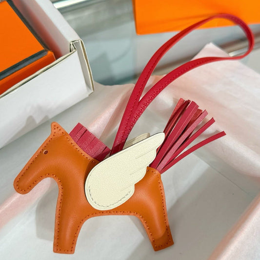 HM Rodeo Pegase PM Charm Red Orange Cream Lambskin