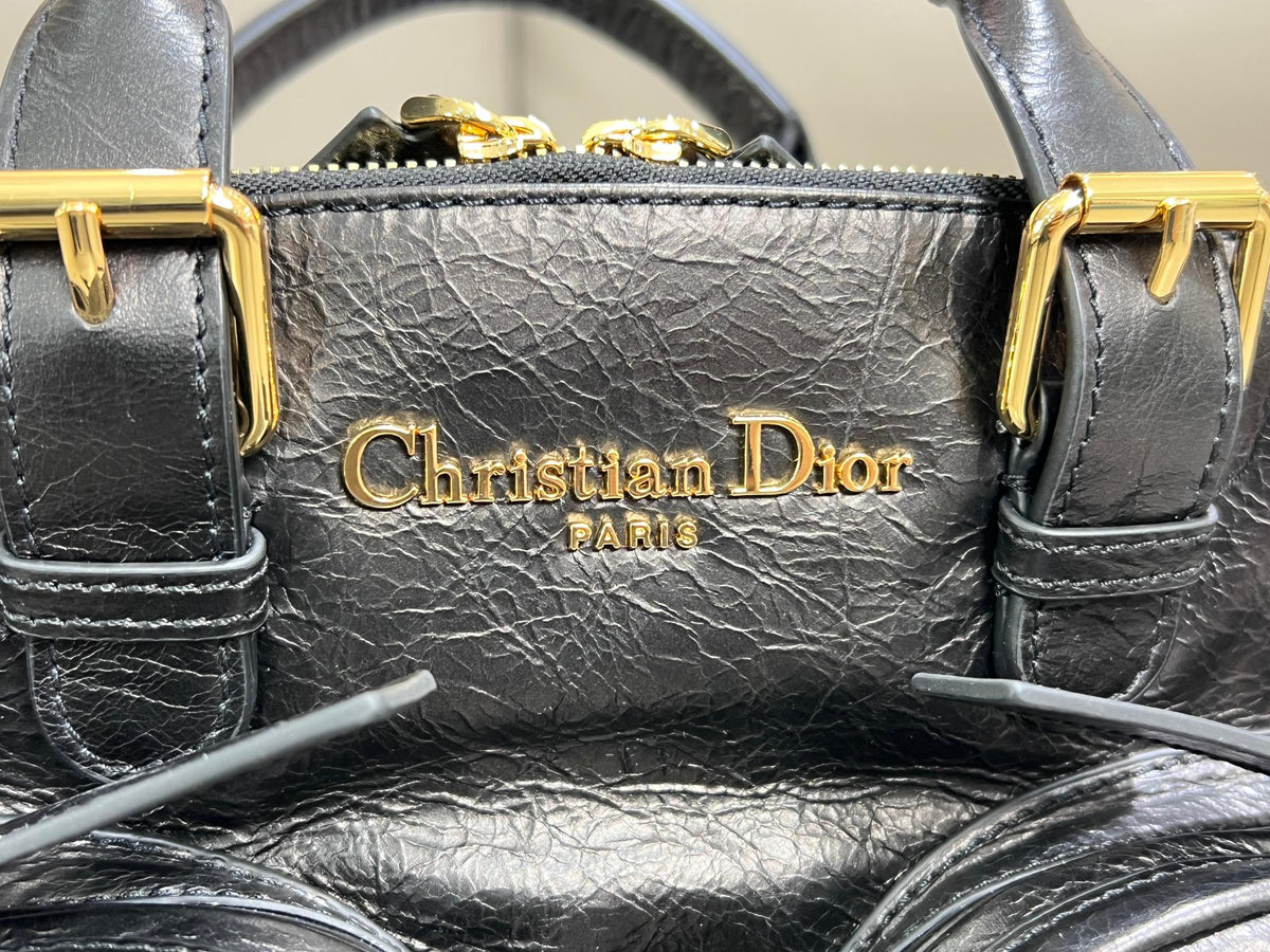 Dior 2026 Grand Tour Bowling Bag 28cm Black Calfskin
