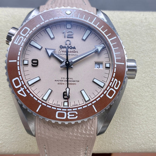 Omega Seamaster Planet Ocean 600M Co-Axial Master Chronometer Beige Strap