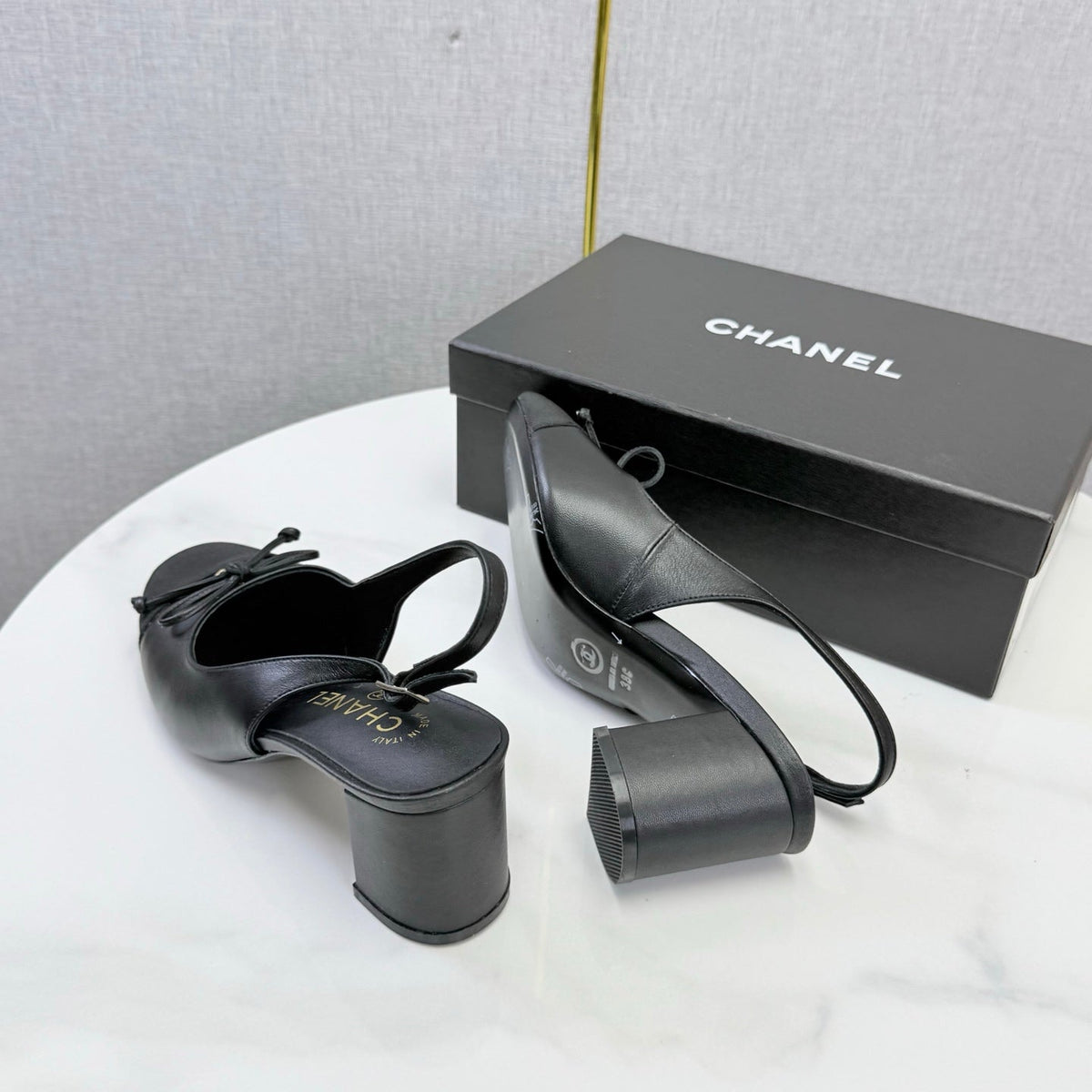 CC 26s Slingback Heels 45 Mm In Black Lambskin And Fabric