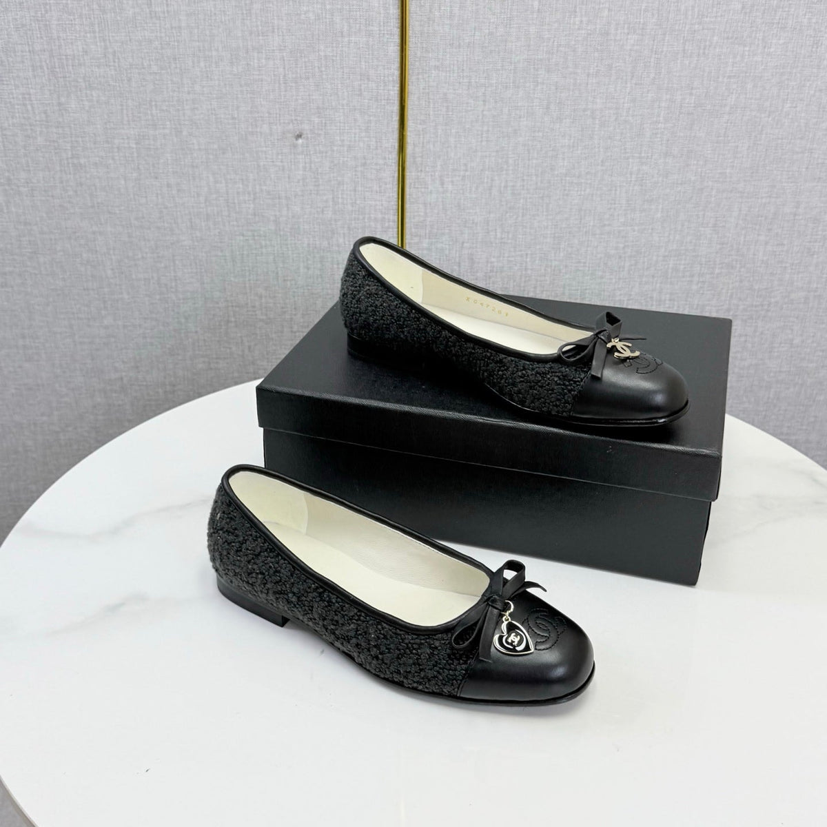 CC 26s Ballet Flats In Black Tweed And Lambskin