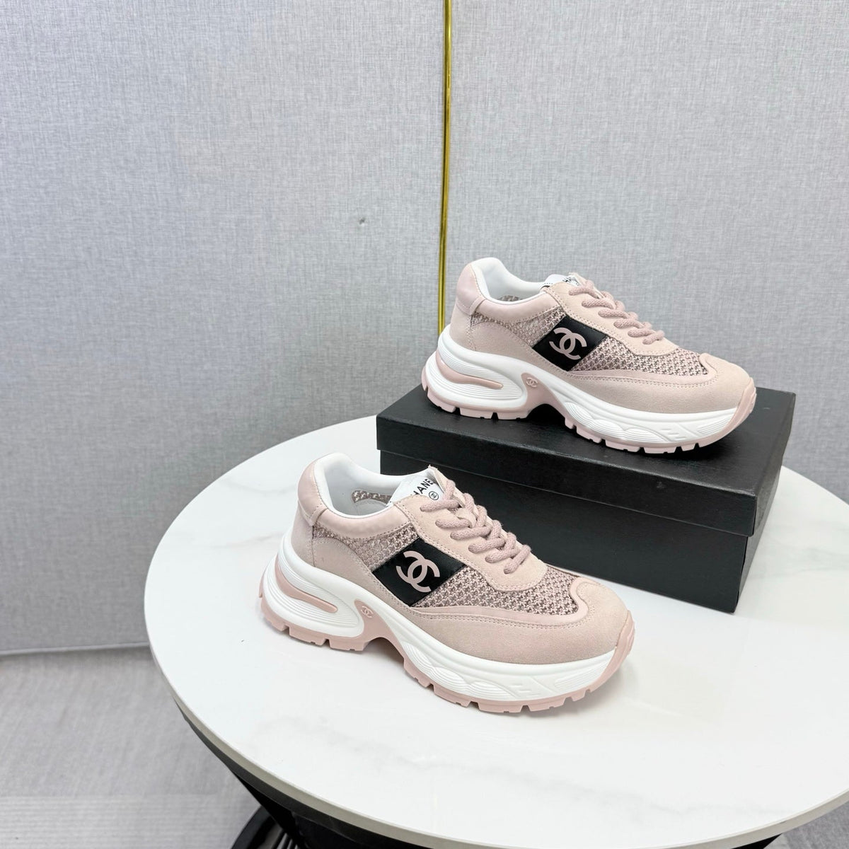 CC 26s Runners Sneakers Light Pink Mesh Suede 865806