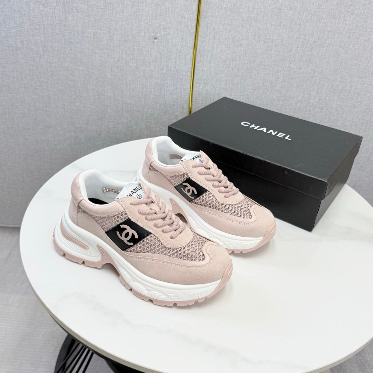 CC 26s Runners Sneakers Light Pink Mesh Suede 865806