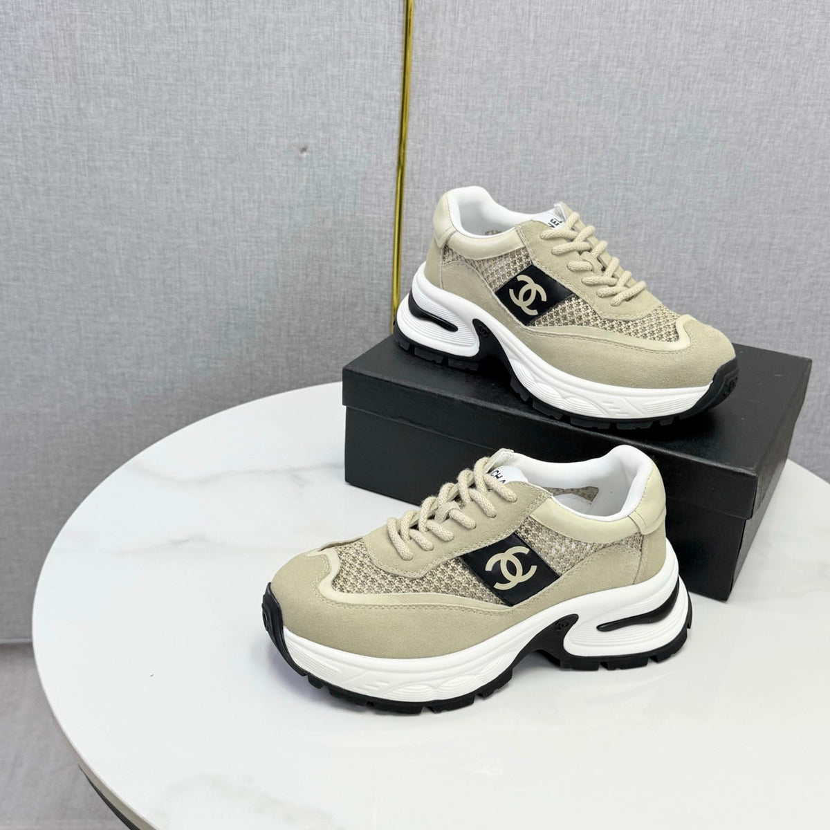 CC 26s Runners Sneakers Khaki Mesh Suede 865808