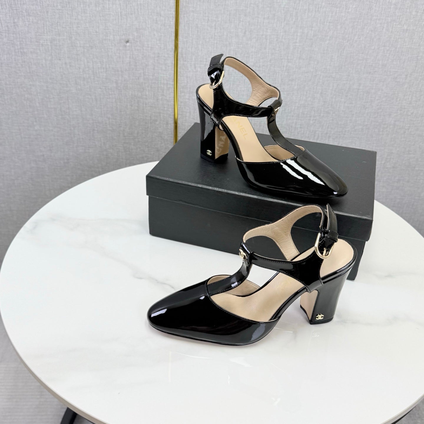 Chanel 2026 T-strap Slingback 90mm Patent Leather 904405