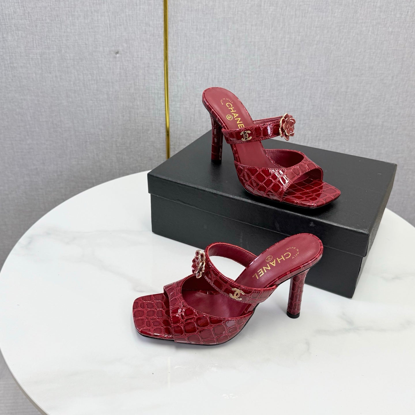 Chanel 2026 Crocodile Embossed Sandal 90mm Leather 904408