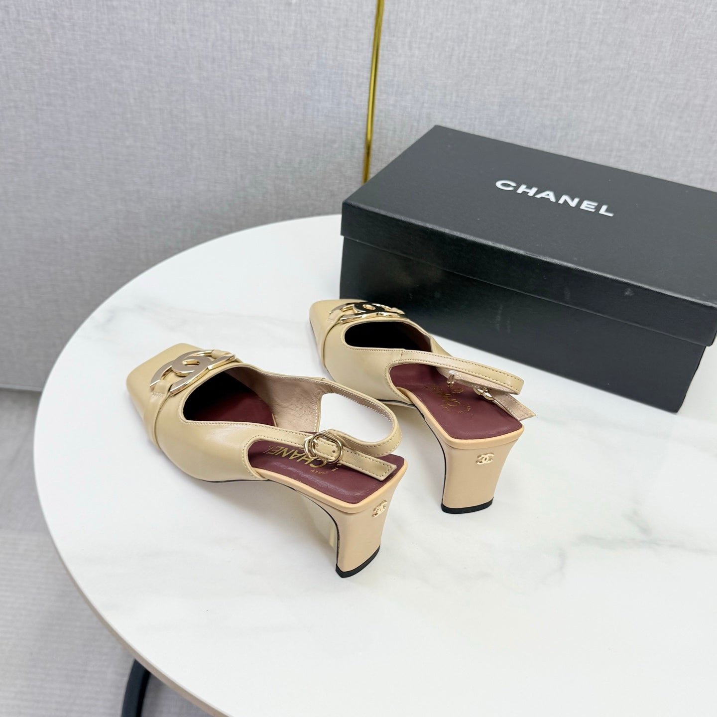 Chanel 2026 Gold Logo Slingback 50mm Sheepskin 904445