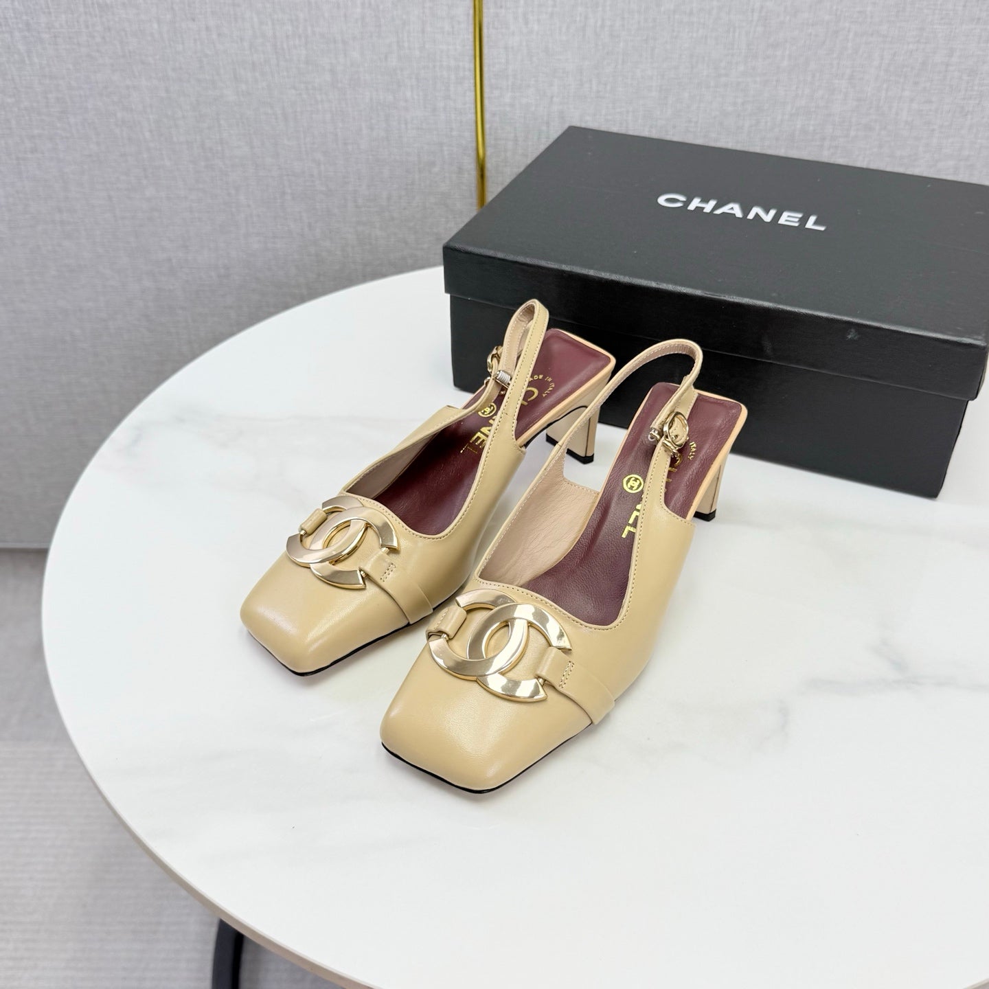 Chanel 2026 Gold Logo Slingback 50mm Sheepskin 904445