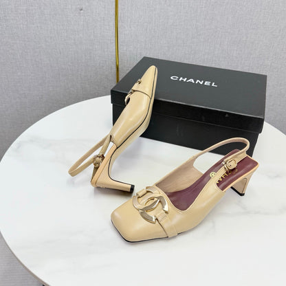 Chanel 2026 Gold Logo Slingback 50mm Sheepskin 904445