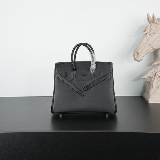 HM Birkin Shadow 25cm Black Leather 284509