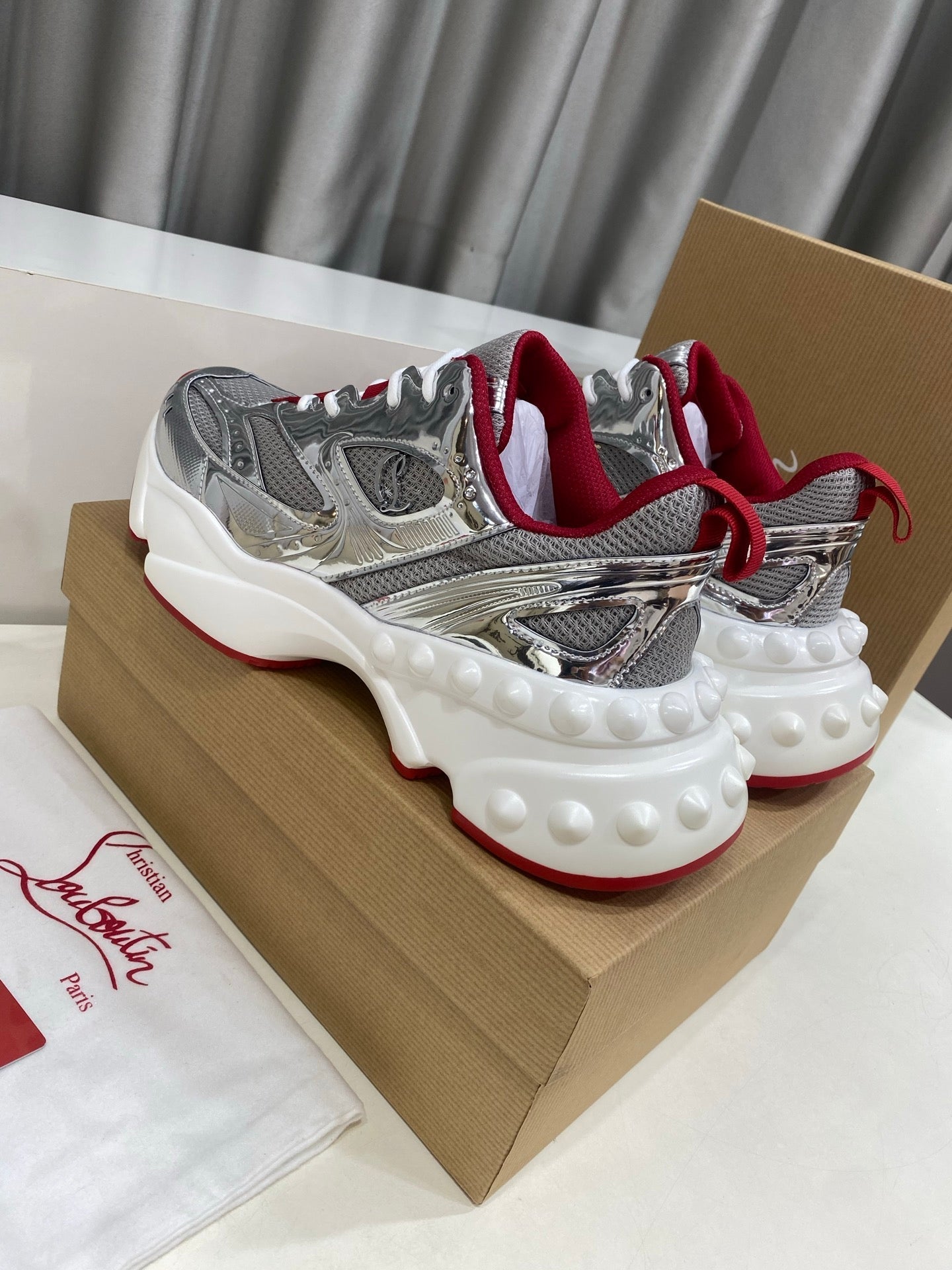 Christian Louboutin So Flo Running Sneaker Red Gold 860811