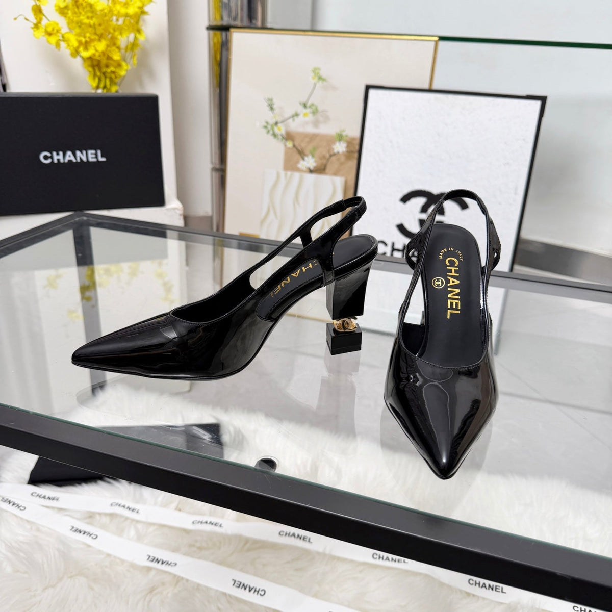 CC 26s Slingback 9cm Black Patent Leather 872875
