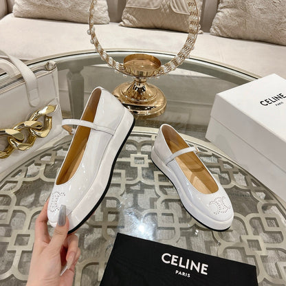Celine 26 Mary-Jane Ballerina Shoes Patent Calfskin 736544
