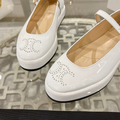 Celine 26 Mary-Jane Ballerina Shoes Patent Calfskin 736544