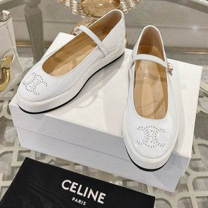 Celine 26 Mary-Jane Ballerina Shoes Patent Calfskin 736544