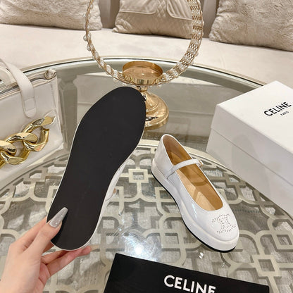 Celine 26 Mary-Jane Ballerina Shoes Patent Calfskin 736544